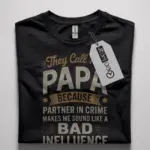 Black front view – They Call Me Papa – funny papa t-shirt for dads