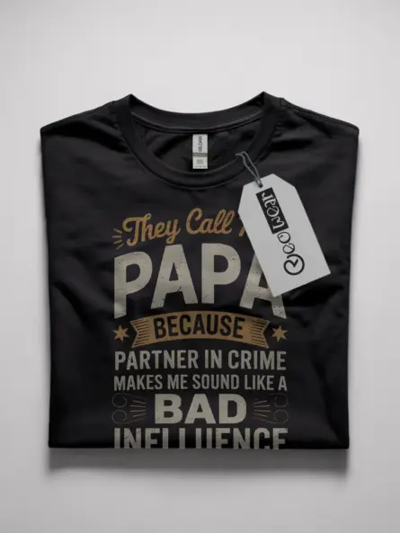 Black front view – They Call Me Papa – funny papa t-shirt for dads