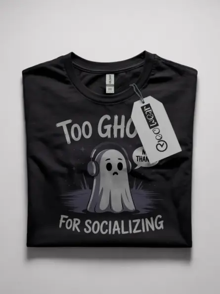 Black Too Ghoul for Socializing T-Shirt – classic Halloween tee
