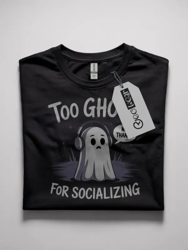 Black Too Ghoul for Socializing T-Shirt – classic Halloween tee