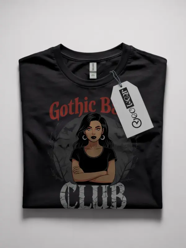 Black Gothic Babe Club T-Shirt with bats and thorns