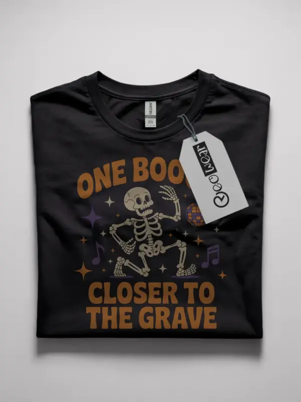 black shirt front – one boogie closer to the grave – stay spooky t-shirt