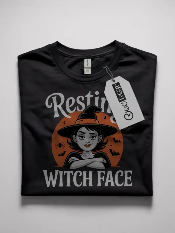 resting witch face halloween t-shirt