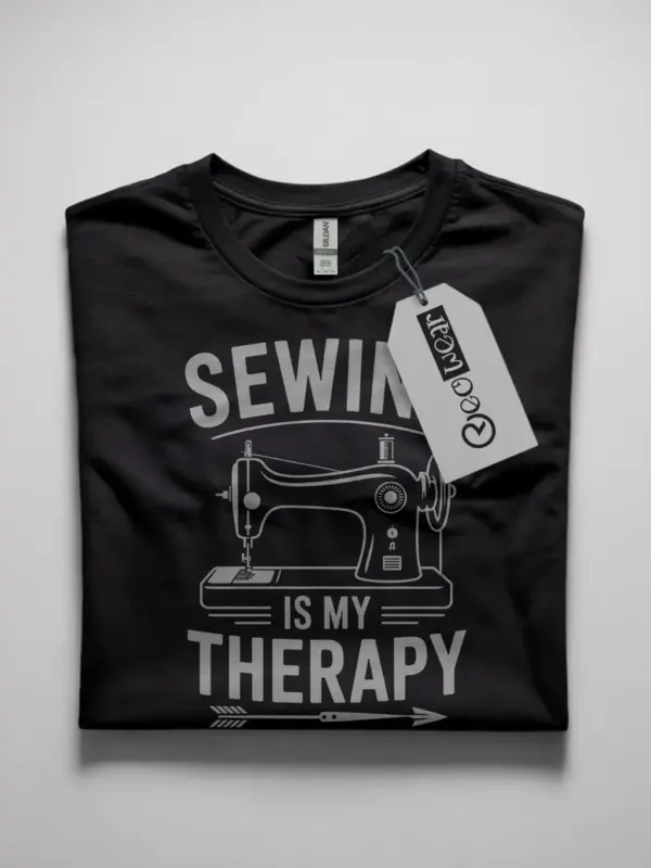 Sewing Is My Therapy T-Shirt – Vintage Crafting Humor