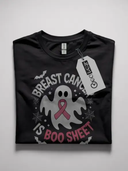 Bold Breast Cancer Boo Sheet Shirt – Funny Pink Ribbon Halloween Tee - Image 1