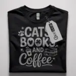 cats books coffee shirt