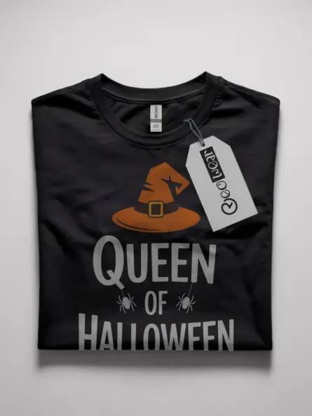 Queen of Halloween Shirt for Women – Witch Hat Graphic Tee - Image 1
