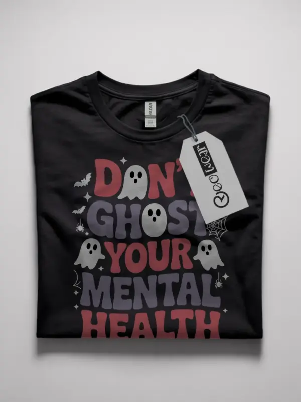 black flatlay Shirt retro Halloween mental health shirt