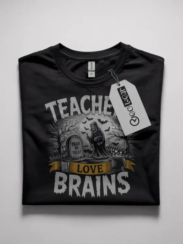 Spooky Teachers Love Brains Halloween Shirt for School Events