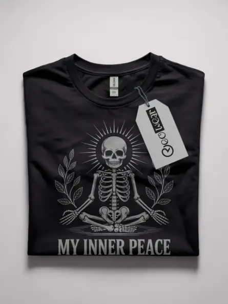 Ultimate Skeleton Inner Peace T-Shirt – Funny Dark Meditation Tee - Image 4
