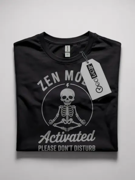 Black Shirt Front View Skeleton Zen Mode T-Shirt