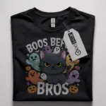 Adorable Boos Before Bros Halloween Shirt – Cute Cat Ghost Tee