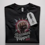Black Breaker Flipper Shirt Front – funny electrician pro t-shirt, comic lightning design