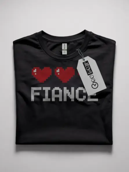 Cute Pixel Heart Fiancé T-Shirt - Image 4