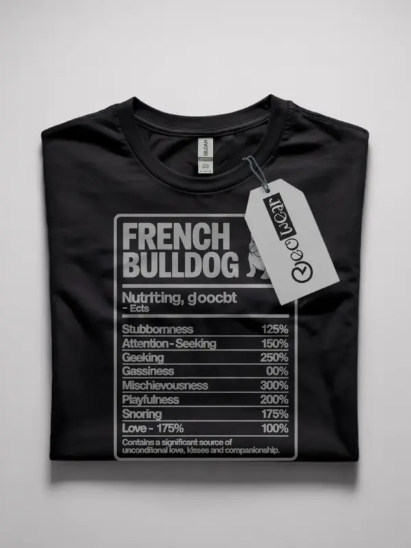 french bulldog nutrition facts shirt