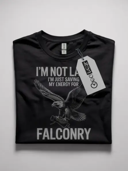 Funny Falconry Shirt for Falconers – Not Lazy Just Saving Energy Tee - Image 4