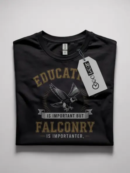 Funny Falconry T-Shirt – Education Is Importanter Graphic Tee - Image 7
