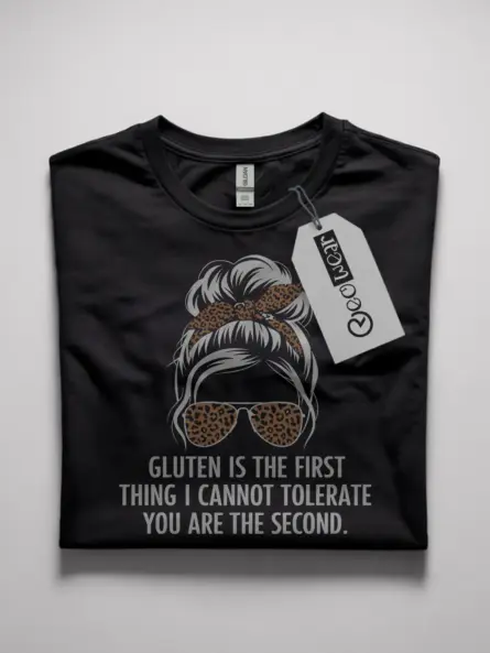 Funny Gluten Shirt – Bold Sarcastic Tee with Leopard Print Style - Image 7