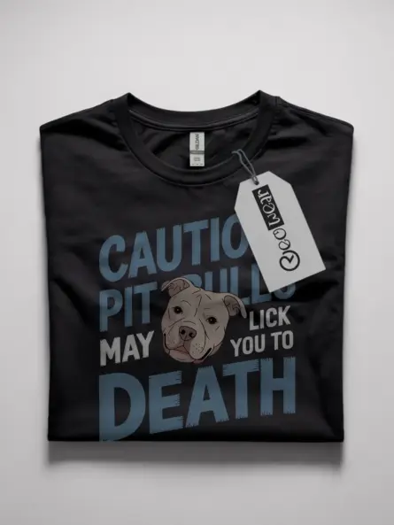 Caution Funny Pitbull Licking T-Shirt for Dog Lovers - Image 7