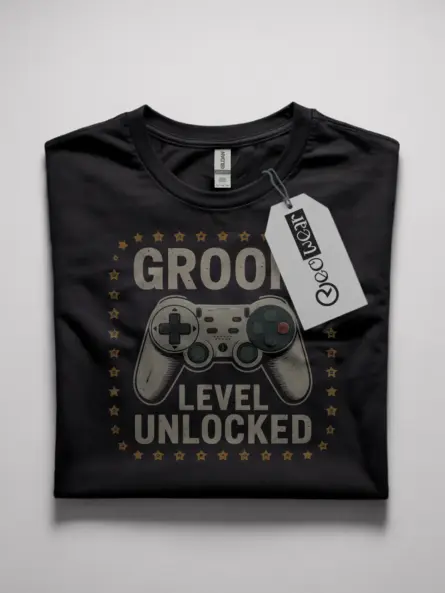 Groom Level Unlocked Gamer Wedding T-Shirt for Fiancé | Funny PlayStation Style Tee - Image 4