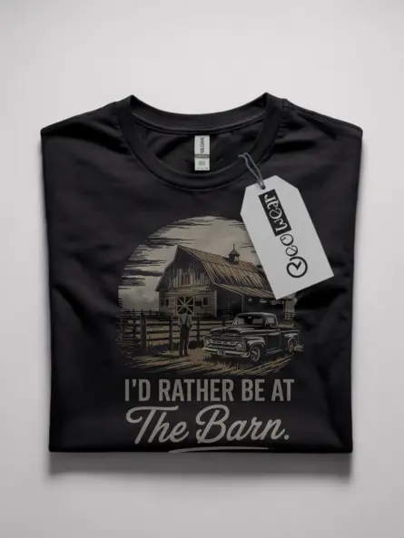 Black Shirt Front – I’d Rather Be at The Barn – barn life t-shirt