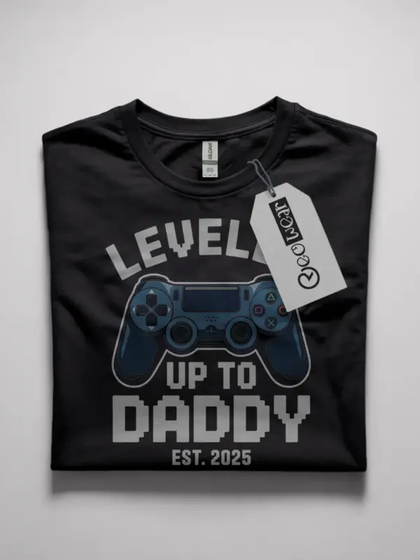 leveled up to daddy gaming t-shirt