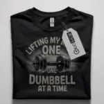 motivational dumbbell t-shirt for women
