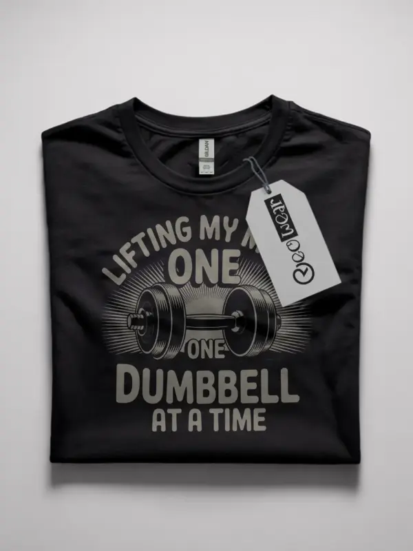 black flatlay motivational dumbbell t-shirt for women motivational dumbbell t-shirt for women