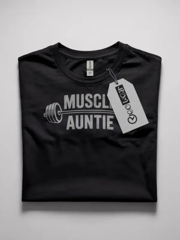 black flatlay muscle auntie t-shirt muscle auntie t-shirt