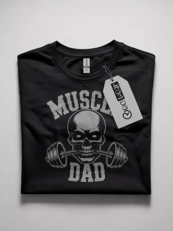 black flatlay muscle dad graphic gym t-shirt muscle dad graphic gym t-shirt