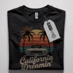 retro california dreamin muscle car t-shirt