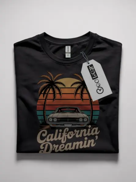retro california dreamin muscle car t-shirt