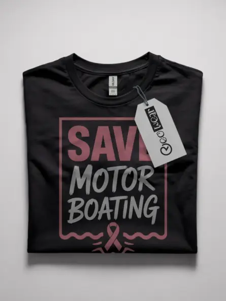 Save Motor Boating Shirt – Funny Pink Ribbon Awareness Tee - Image 4