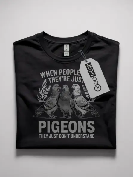 stylized pigeon graphic t-shirt