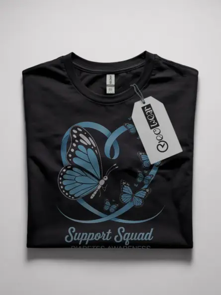 Support Squad Diabetes Shirt – Blue Ribbon Butterfly Tee - Image 7