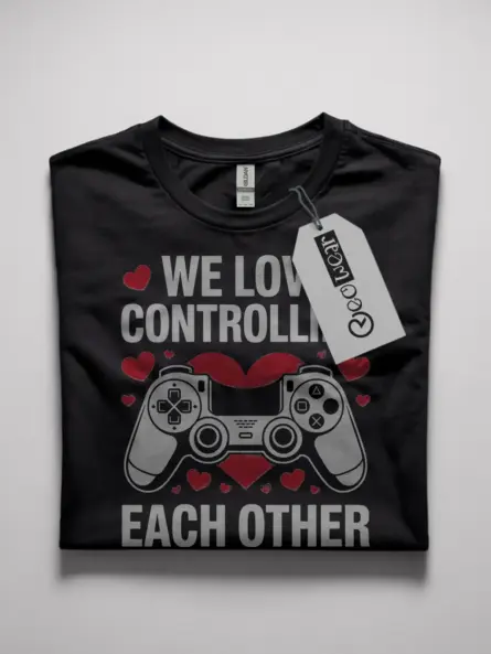 Gamer Couple PlayStation T-Shirt – We Love Controlling Each Other - Image 4