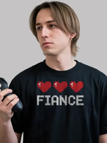 Cute Pixel Heart Fiancé T-Shirt - Image 6