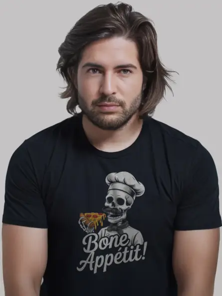 Bold Skeleton Chef Pizza T-Shirt – Funny Foodie Tee