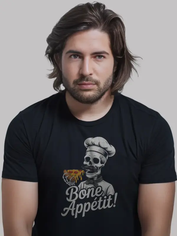 Bold Skeleton Chef Pizza T-Shirt – Funny Foodie Tee