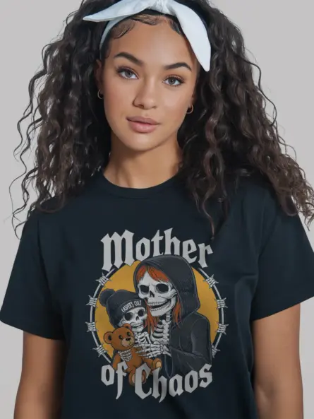 Mother of Chaos Gothic Mom Skeleton T-Shirt - Image 3