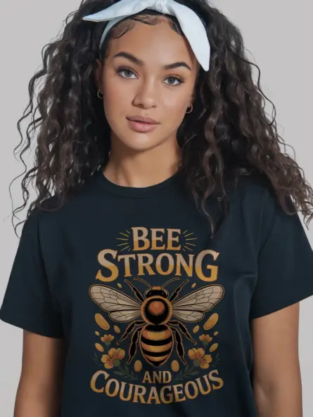 Bee Strong T-Shirt – Motivational Vintage Graphic for Women - Image 3