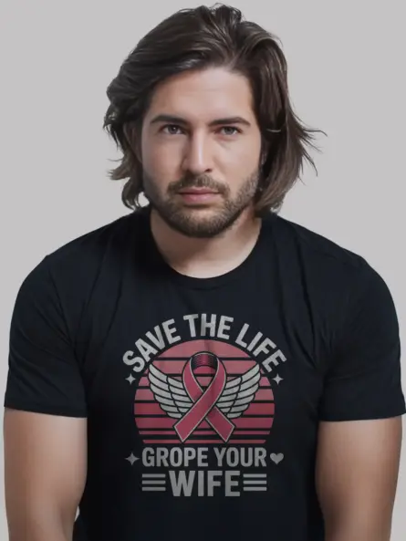 Bold Breast Cancer Husband Shirt – Funny Pink Ribbon Awareness Tee - Image 2