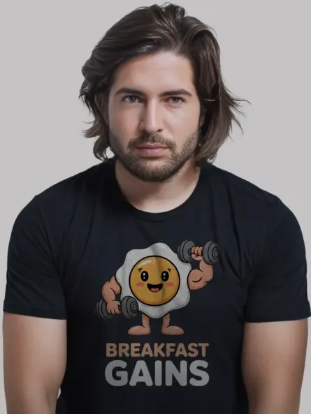 Funny Breakfast Gym Shirt – Protein-Powered Tee for Fitness Fans - Image 3