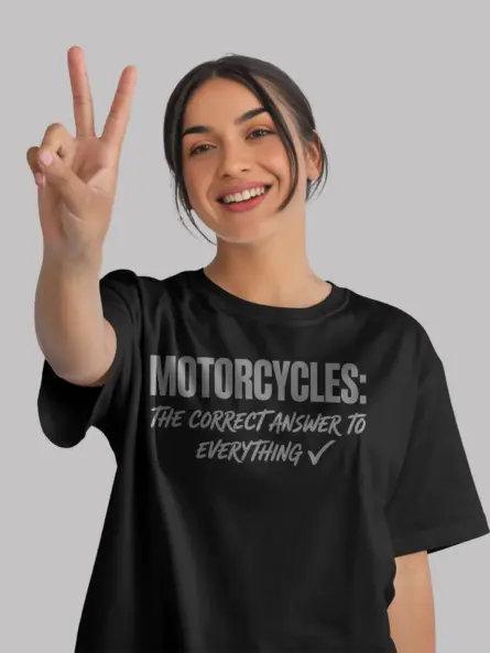 Motorcycles Answer It All – Funny Motorcycle t-Shirt for Riders - Image 3