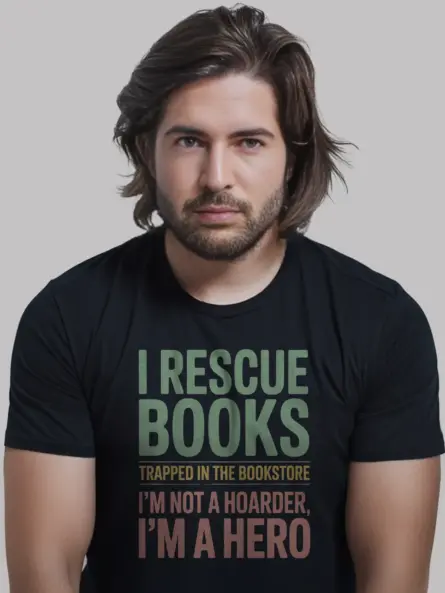 Rescue Books Shirt – Funny Vintage Tee for Book Hoarders & Heroes - Image 3