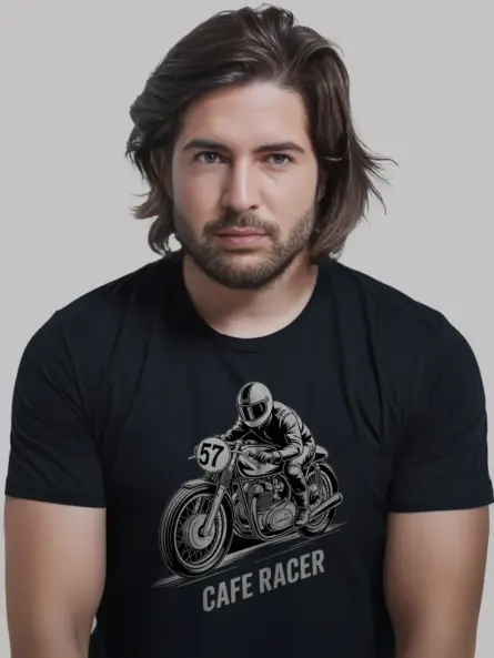 Gritty Cafe Racer T-Shirt – Vintage Motorcycle Racing Graphic Tee - Image 3