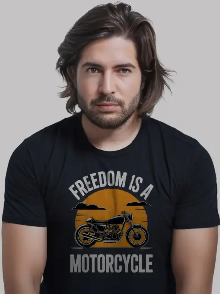 Vintage cafe racer shirt  – Bold Freedom Ride Graphic Tee - Image 3