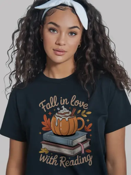Fall Reading Shirt – Cozy Fall in Love with Reading Book Lover Tee - Image 3