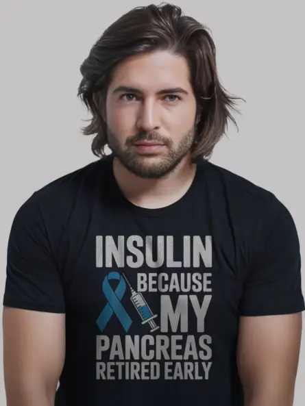 Funny Diabetes T Shirt – Bold Pancreas Retired Early Tee - Image 3
