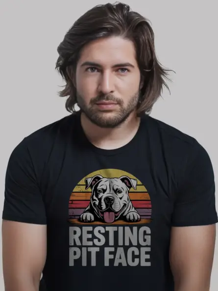 Funny Pitbull Shirt – Resting Pit Face Retro Dog Tee - Image 3